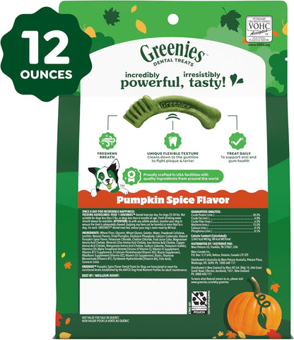 Regular Natural Dental Dog Treats, Pumpkin Spice Flavor, 12 Count