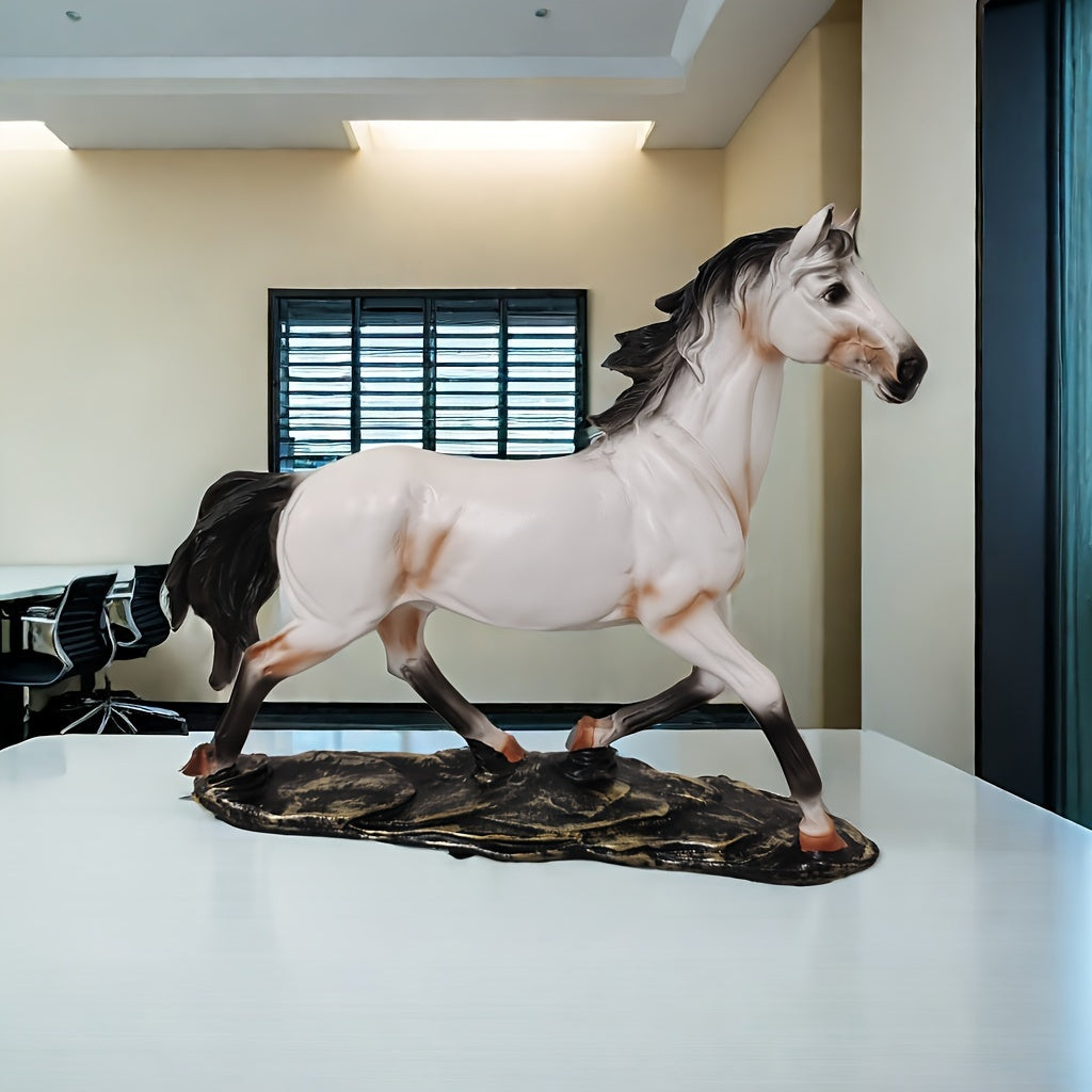 Elegant Resin Horse Figurine - Versatile Tabletop Decor For Home, Office, And Gifts