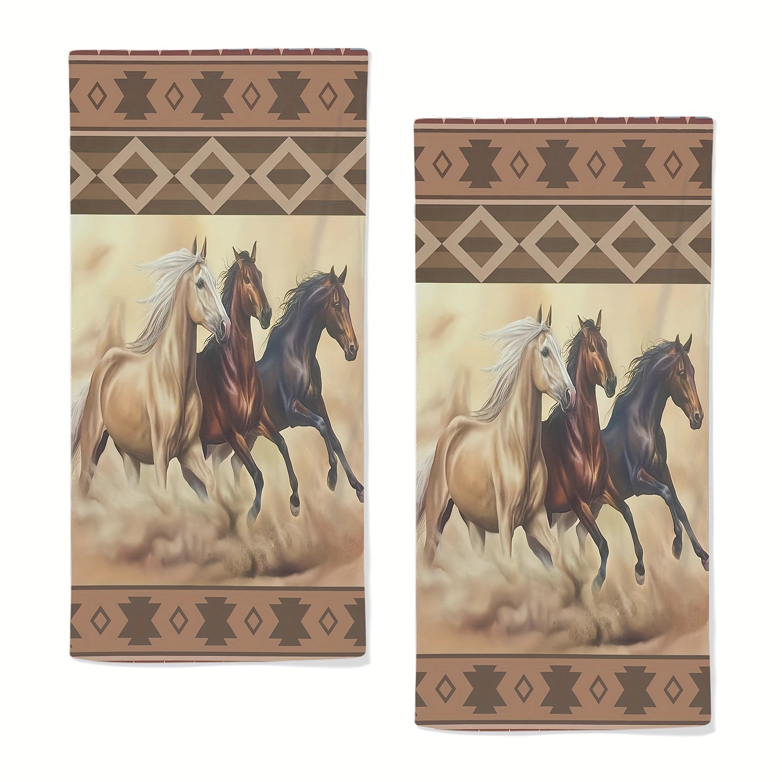 2pcs Soft Horse Pattern Hand Towels, Absorbent Fingertip Towel for Kitchen, Bathroom, Tea Bar, and Home Decor, Great Housewarming Gift