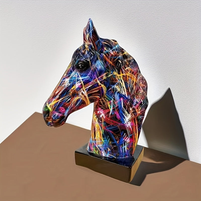 Horse Head Resin Handicraft, Perfect For Success. Living Room Decoration, Wine Cabinet, Office Entrance Decoration, Opening Gift