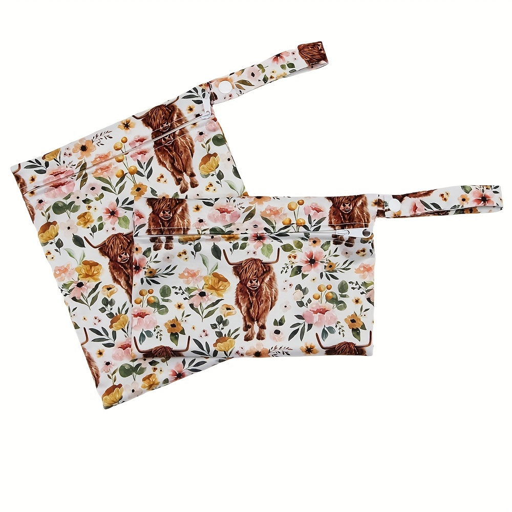 2pcs Soft Cute Cow Prints Wet Bags, Diaper Bags Christmas, Halloween, Thanksgiving Gift