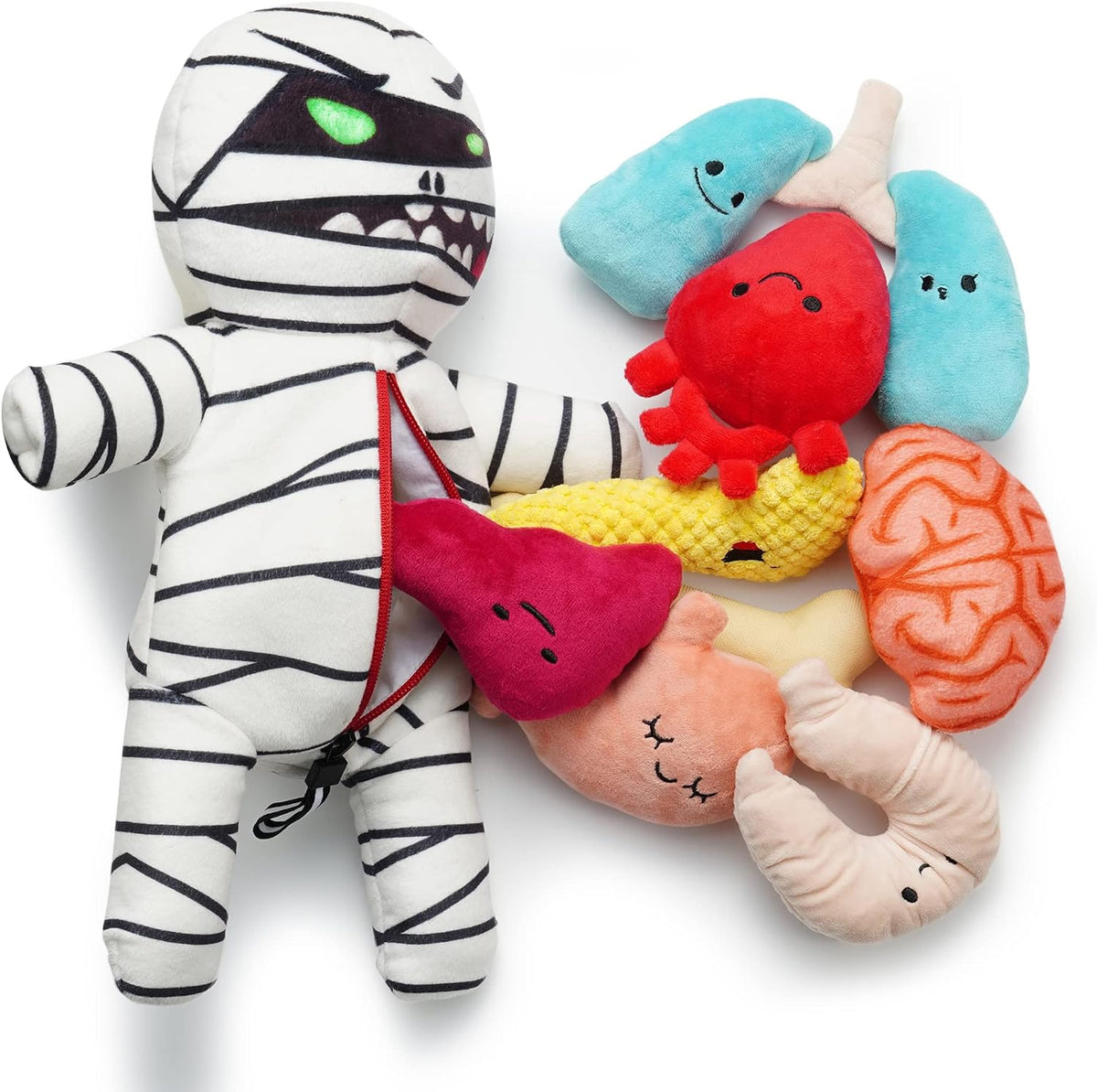 Halloween Zombie Mummy Dog Toys with Organs: Funny Cool Hide and Seek Squeaky Chew Toys for Puppies, Small and Medium Size Breed, Plush Stuffed Cognitive Puzzle Toys for Training