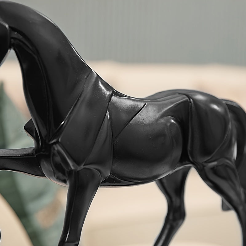 1pc Galloping Horse Home Decor Creative Ornament for Living Room, Study, And Office, Black Horse Figurine Symbolizing Success.