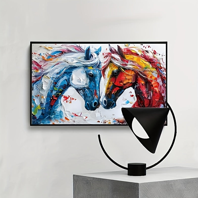Vibrant Abstract Horse Canvas Art - Modern Oil Painting Style, Perfect For Living Room, Bedroom, Dining Decor - High-Definition Print, Large 39.37X23.62 Inches