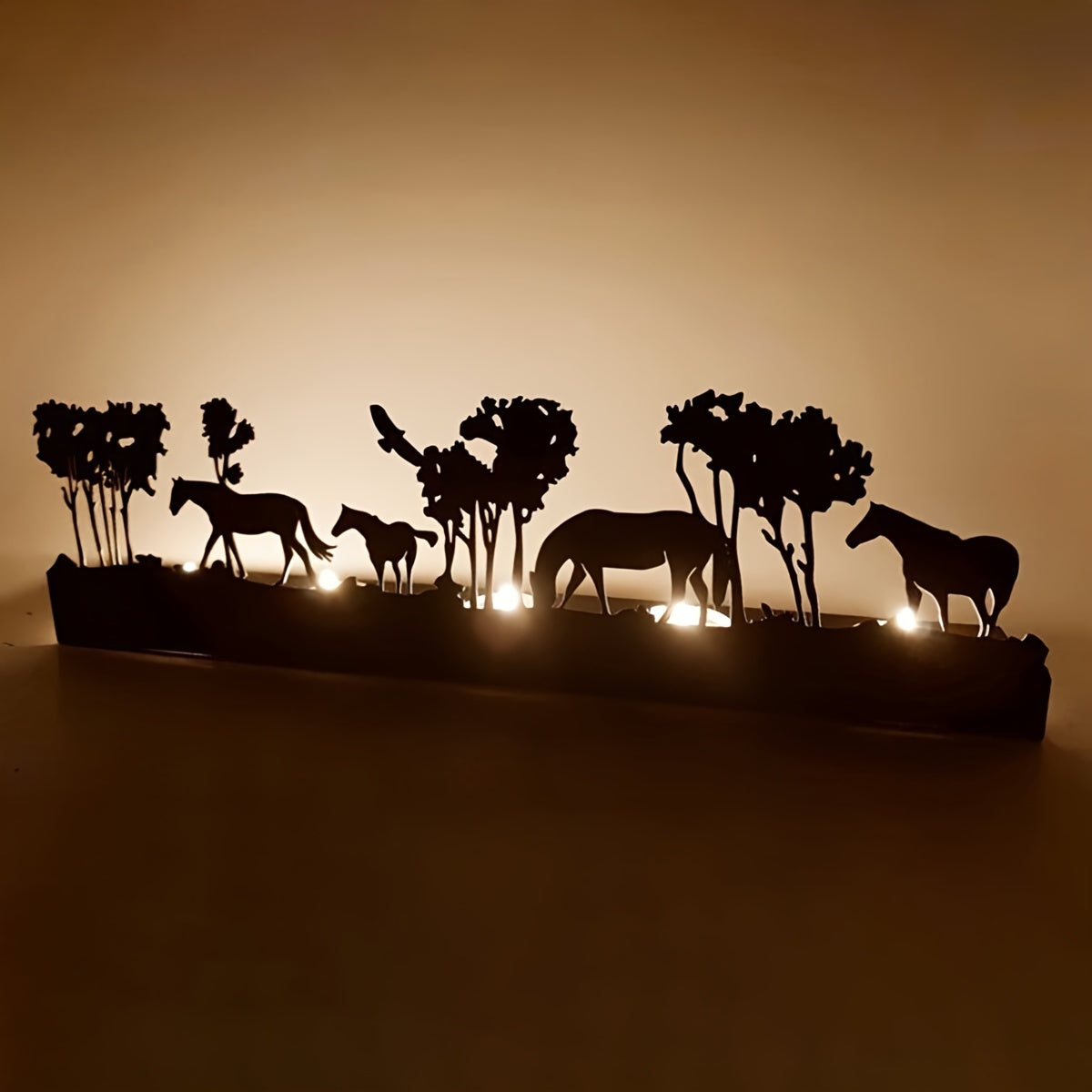 1 Christmas Candle Holders, Christmas Holiday Decorations, Metal Horse Herd Silhouette Iron Painting Candle Holders (Candles Not Included), Christmas Home Bar Party Tabletop Decorations, Gifts for Kids and Friends, Room Decor