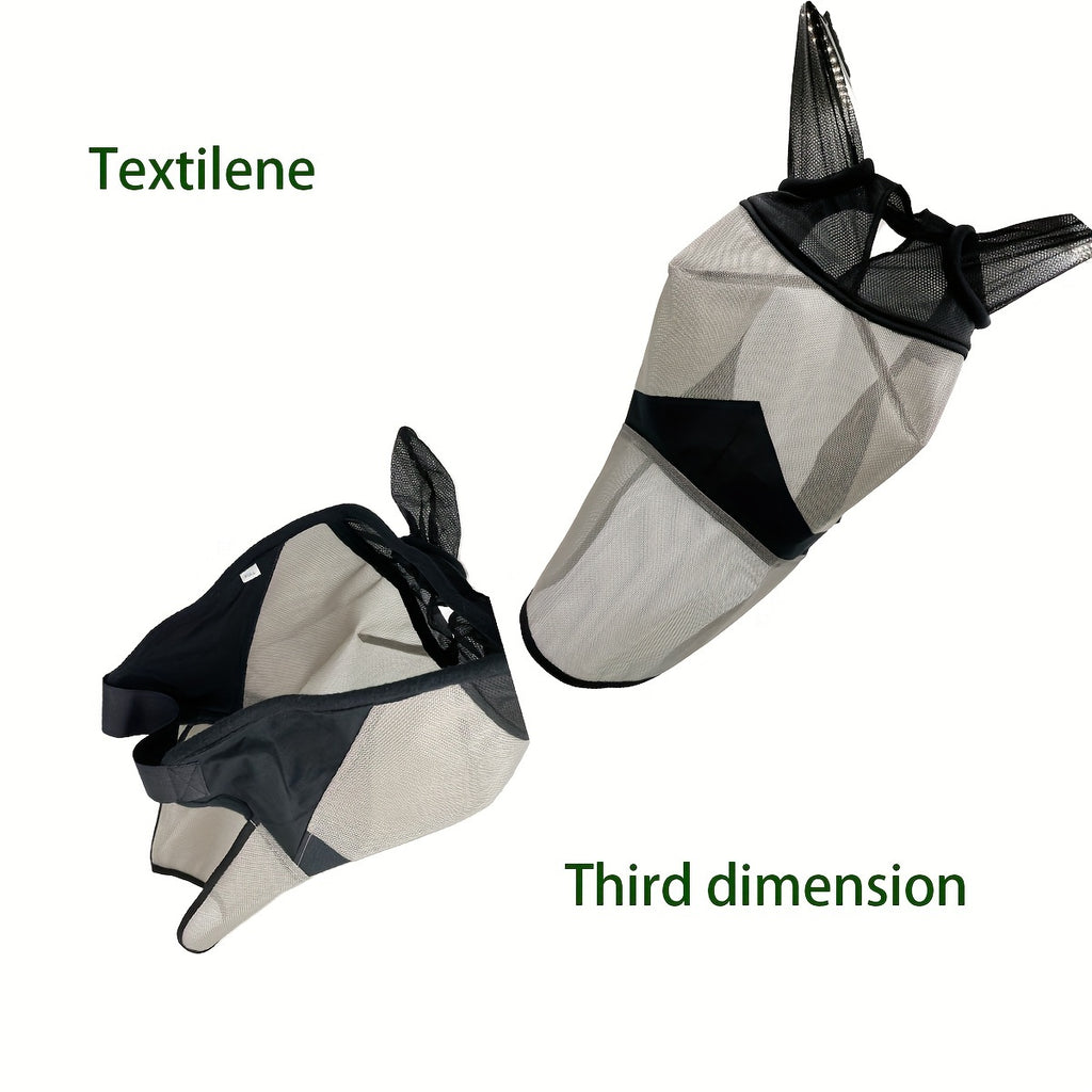 Equestrian Long Nose Fly Mask for Horses, PVC Breathable Mesh Protection with Adjustable Straps - Fly Repellent Horse Mask