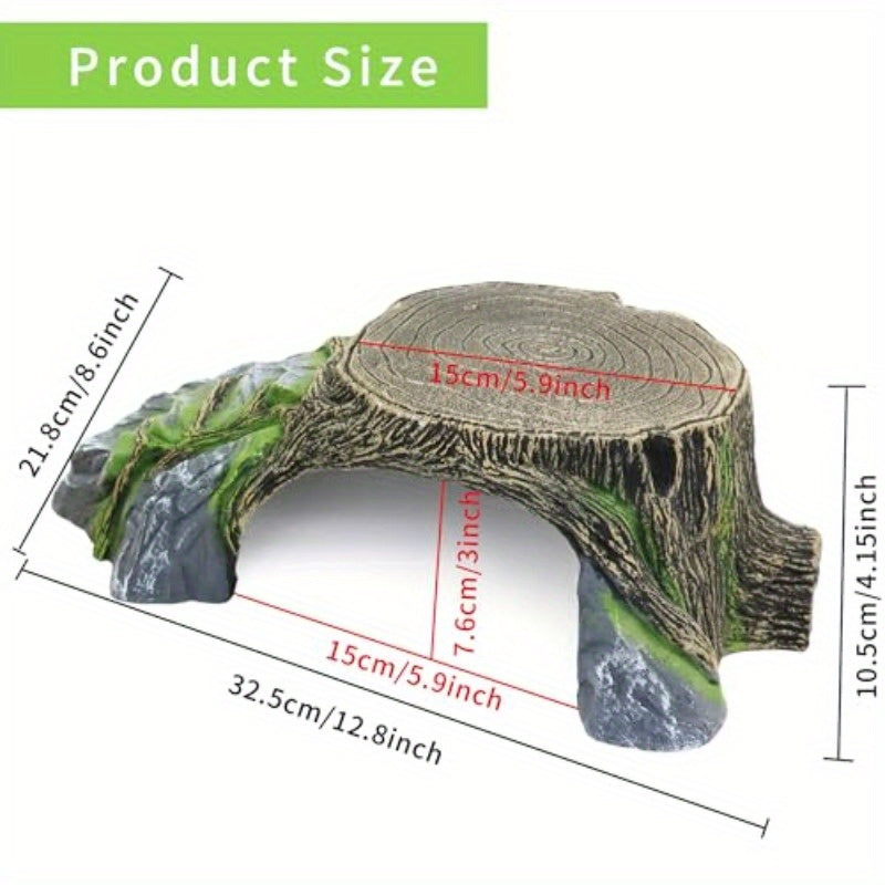 Extra Large Reptile Hideout Cave - Heavy-Duty Non-Toxic Shelter for Bearded Dragons, Leopard Geckos, Turtles, Snakes, Frogs - Realistic Rock or Tree stump design, Easy-Clean Habitat Decoration for Terrariums & Aquariums - Lar