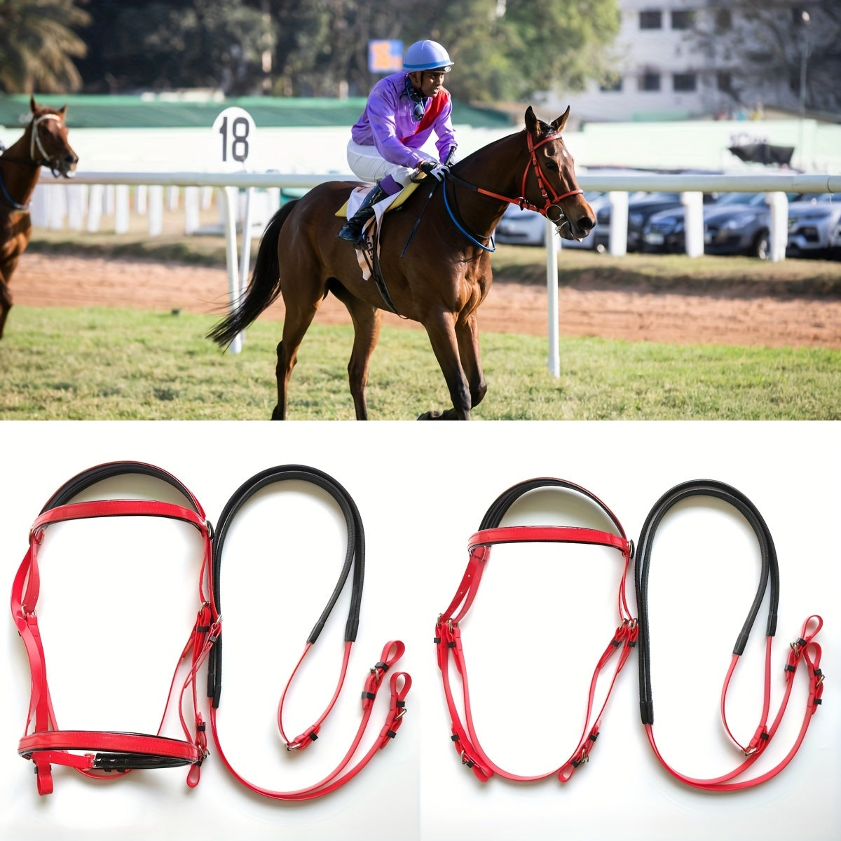 Durable TPU Equestrian Gear Set - Vibrant Colors, Sturdy Halter & Reins with Detachable Nose Cuffs for Horse Lovers