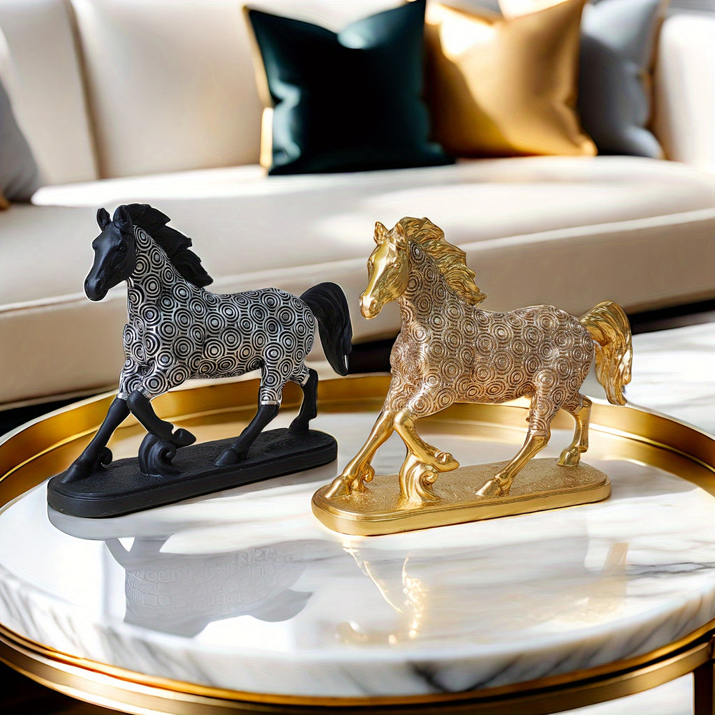 Elegant Zodiac Horse Statue - Resin Craft For Office, Living Room, Or Wine Cabinet Decor