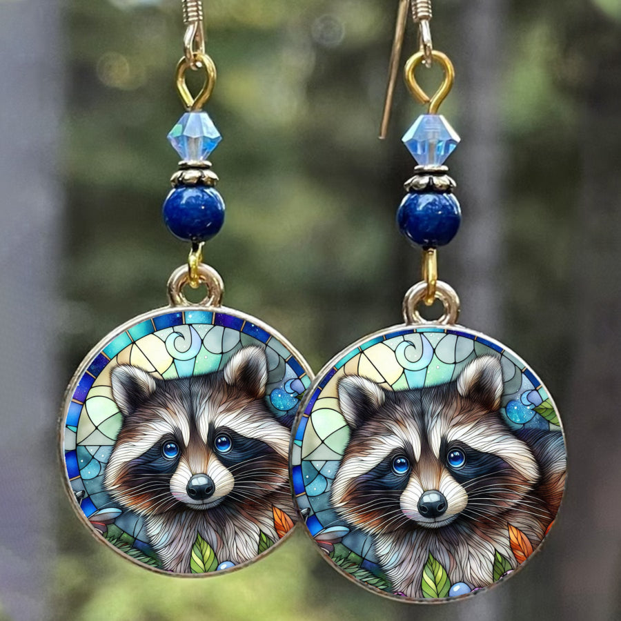 2pcs Raccoon Earrings Animal Earrings Nature Earrings Forest Earrings Pendant Earrings Plant Earrings Jewelry Accessories Unique Jewelry Christmas Gifts Holiday Gifts Everyday Gifts Autumn Gifts