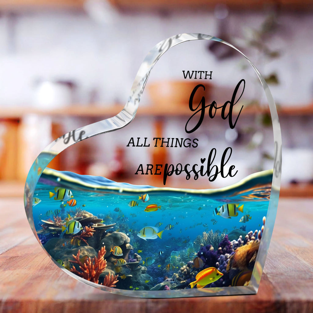 1pc, Sea Turtles, With god All Things are possible birthday Gifts, Exchange Gifts, bedroom, Kitchen, Living Room, Office, Acrylic Desktop Decoration, Unique Gift