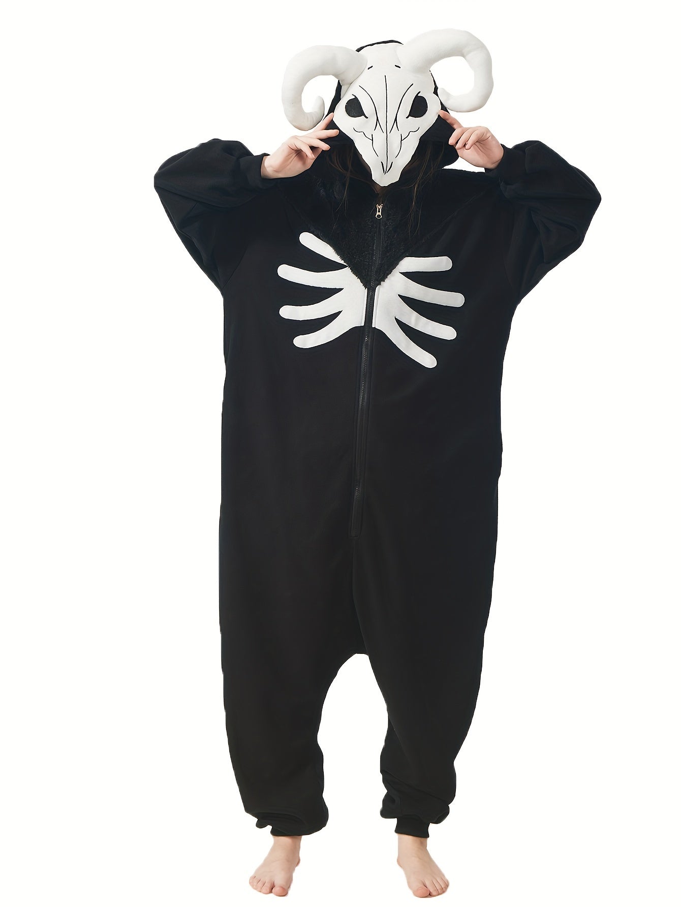 Adult Goat Demon Onesie Costume Pajamas, Halloween Christmas Mythical Creature Goat Demon Onesie Pajamas