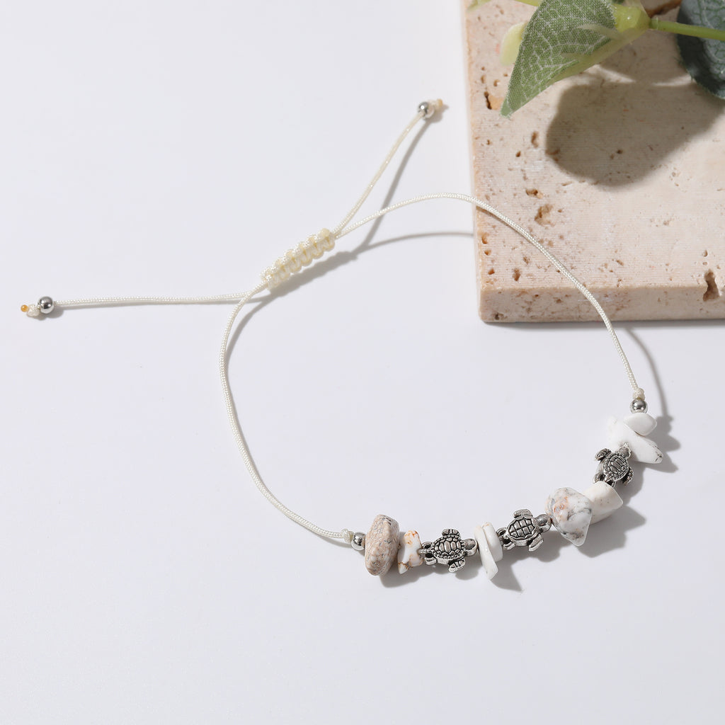 Valentine Mother’s Day Party Gift Assorted Adjustable string Bracelet with silvery small Turtles and stones