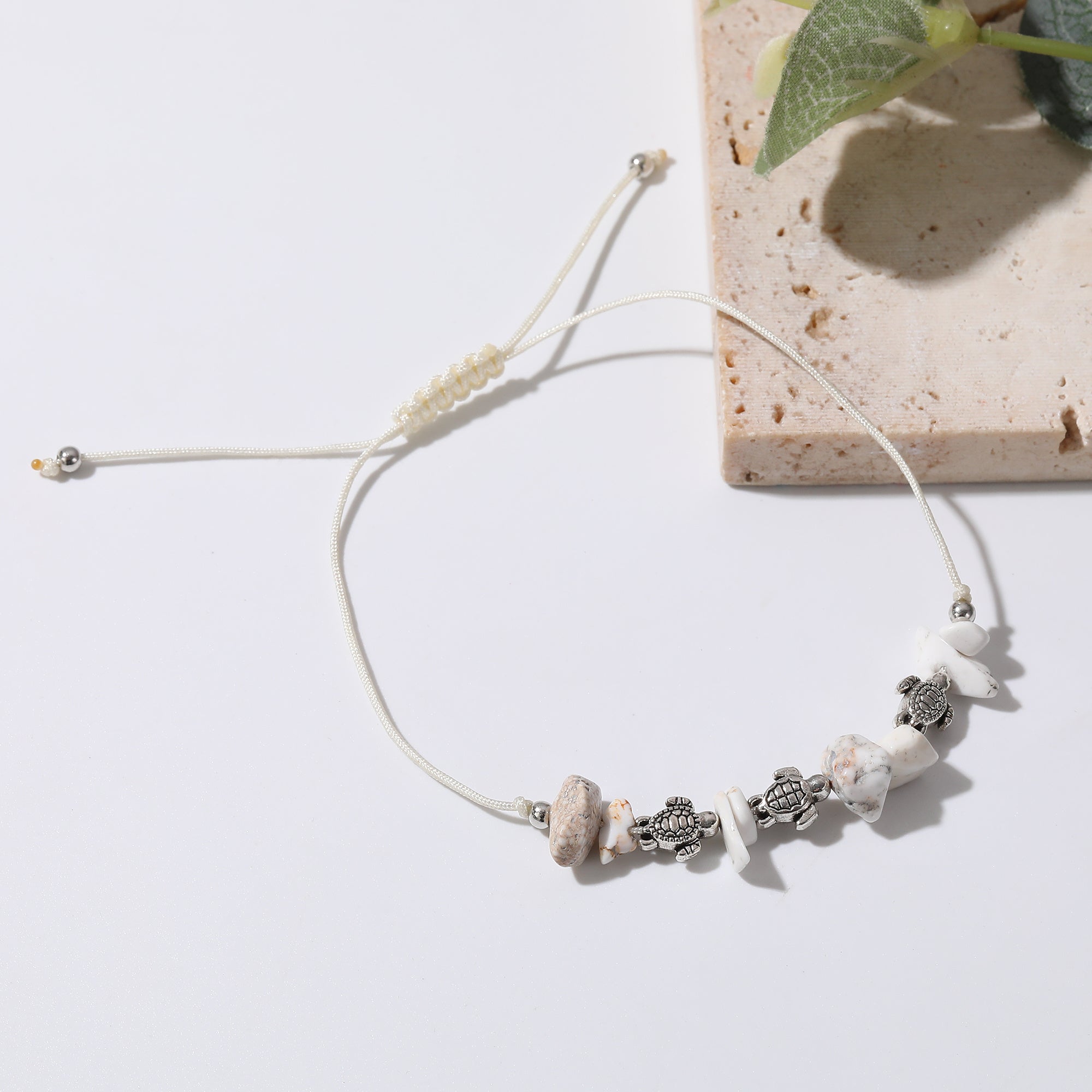 Valentine Mother’s Day Party Gift Assorted Adjustable string Bracelet with silvery small Turtles and stones