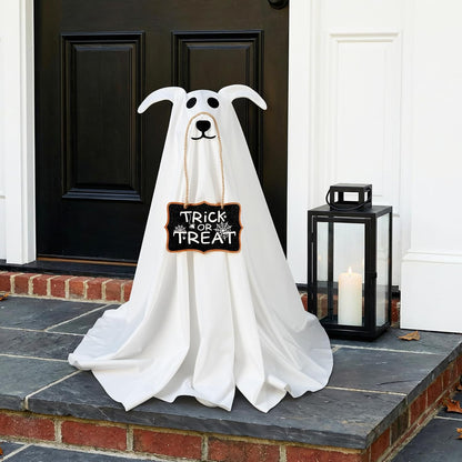 Halloween Decorations, 2.3 FT Light-Up Ghost Dog with Trick or Treat Sign