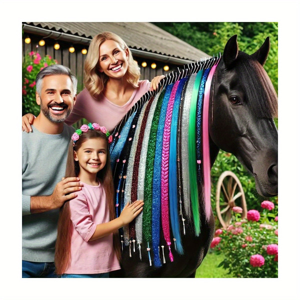 Dielianyi Horse Bling Accessory Mane and Tail Bling Pony Hair Tinsel for Western Bride Horse Lover
