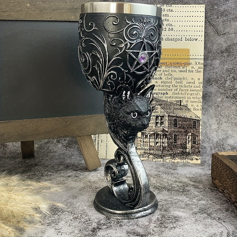 1 Pc Black Cat Goblet, Mythical Retro European Style Medieval Couple Red Wine Goblet