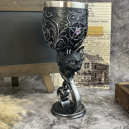 Black Cat Goblet, Mythical Retro European Style Medieval Couple Red Wine Goblet