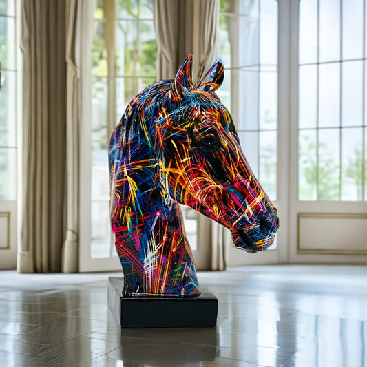 Colorful Resin Horse Head Sculpture