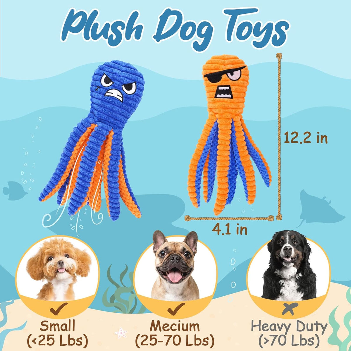 Interactive Dog Toys, 2 Pack No Stuffing Chew Toys for Teething