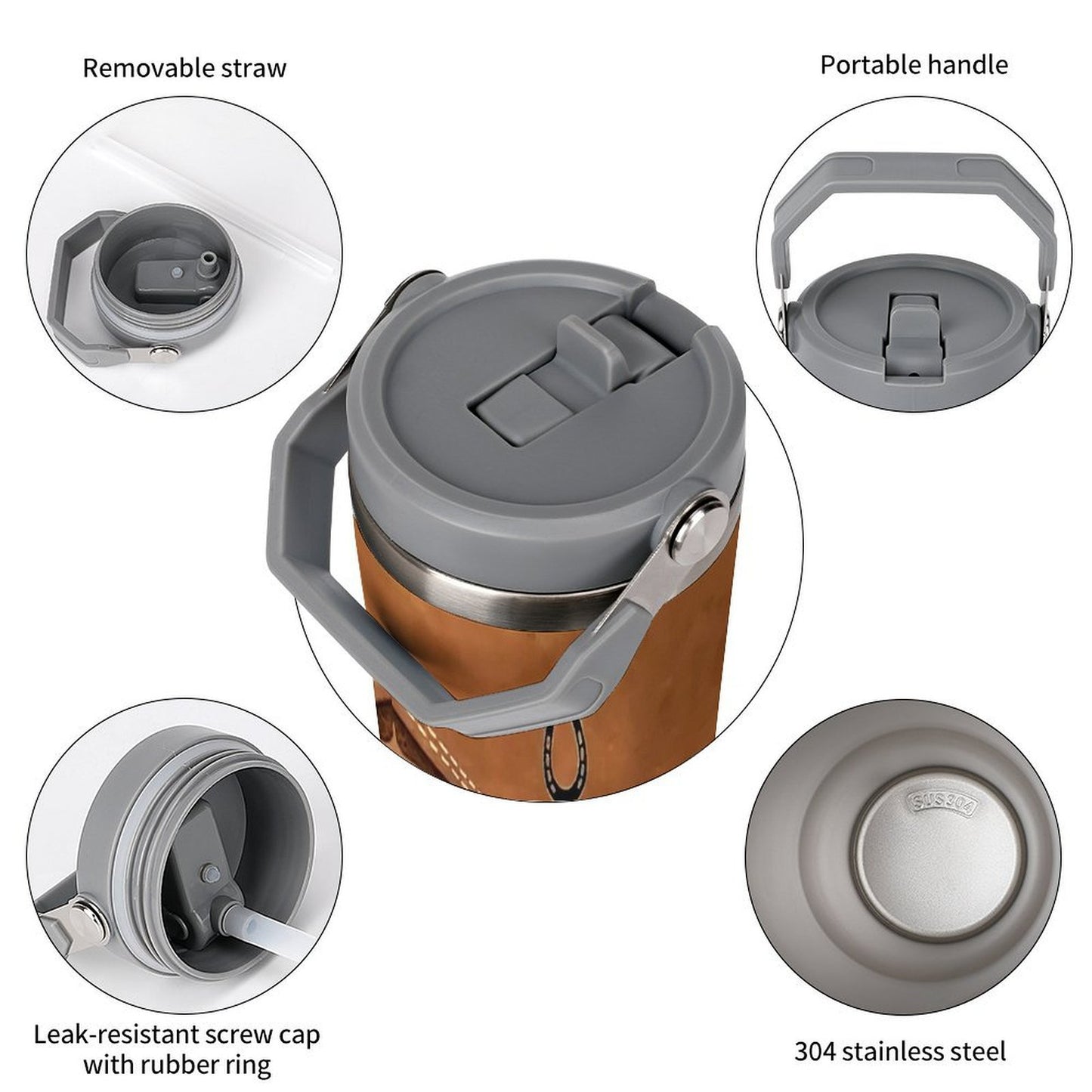 1pc Western Horse Design 30oz Insulated Stainless Steel Tumbler with Lid - Double Wall Travel Coffee Mug, Ideal for Christmas & Holidays, Reusable, Hand Wash Only