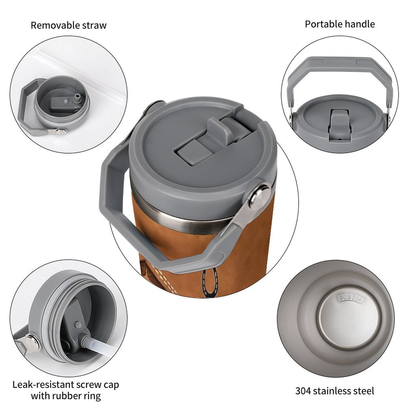 1pc Western Horse Design 30oz Insulated Stainless Steel Tumbler with Lid - Double Wall Travel Coffee Mug, Ideal for Christmas & Holidays, Reusable, Hand Wash Only