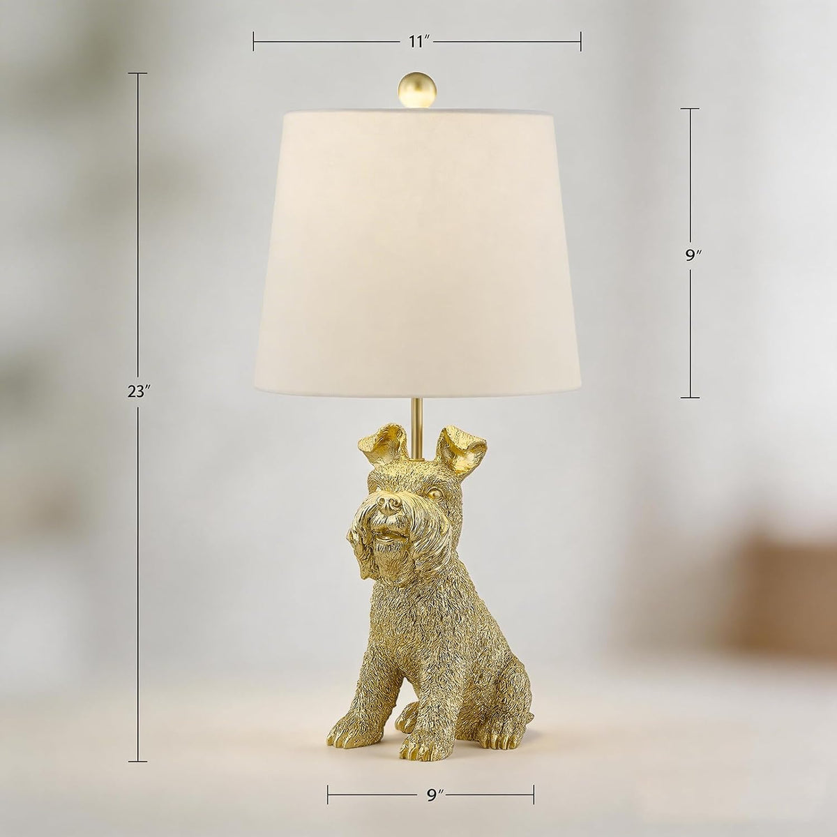 23" H Gold Resin Schnauzer Dog Table Lamp