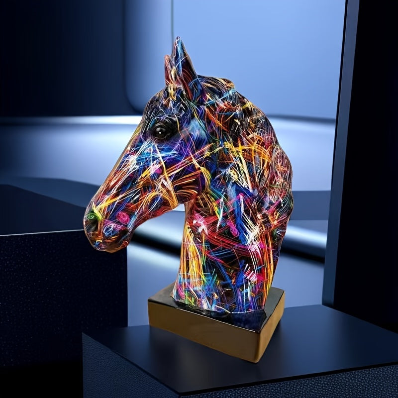 Horse Head Resin Handicraft, Perfect For Success. Living Room Decoration, Wine Cabinet, Office Entrance Decoration, Opening Gift