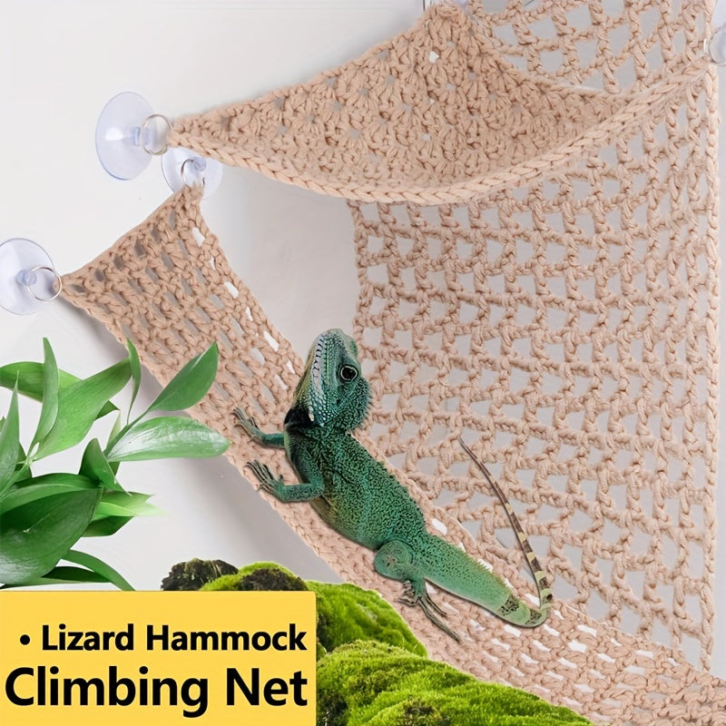 Crawling Pet Handmade Cotton Rope Mesh Climbing Net Hammock, Suspension Bridge Toy Suitable For Bearded Dragon Lizard
