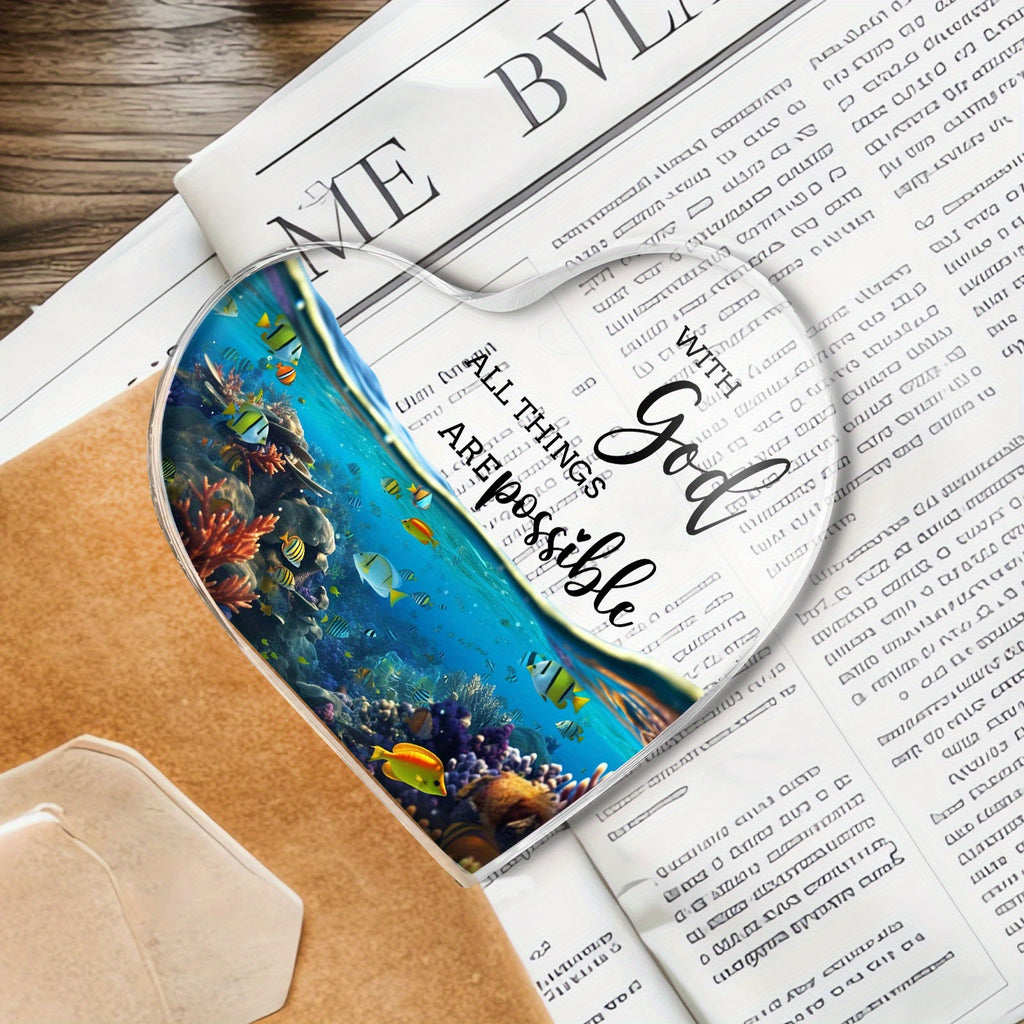 1pc, Sea Turtles, With god All Things are possible birthday Gifts, Exchange Gifts, bedroom, Kitchen, Living Room, Office, Acrylic Desktop Decoration, Unique Gift