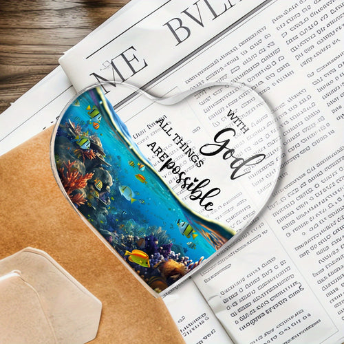 1pc, Sea Turtles, With god All Things are possible birthday Gifts, Exchange Gifts, bedroom, Kitchen, Living Room, Office, Acrylic Desktop Decoration, Unique Gift