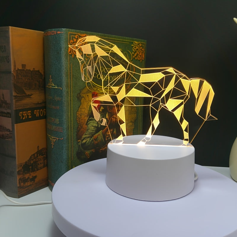 3D Night Light Horse Monochrome Warm Light USB Plug-in Without Switch