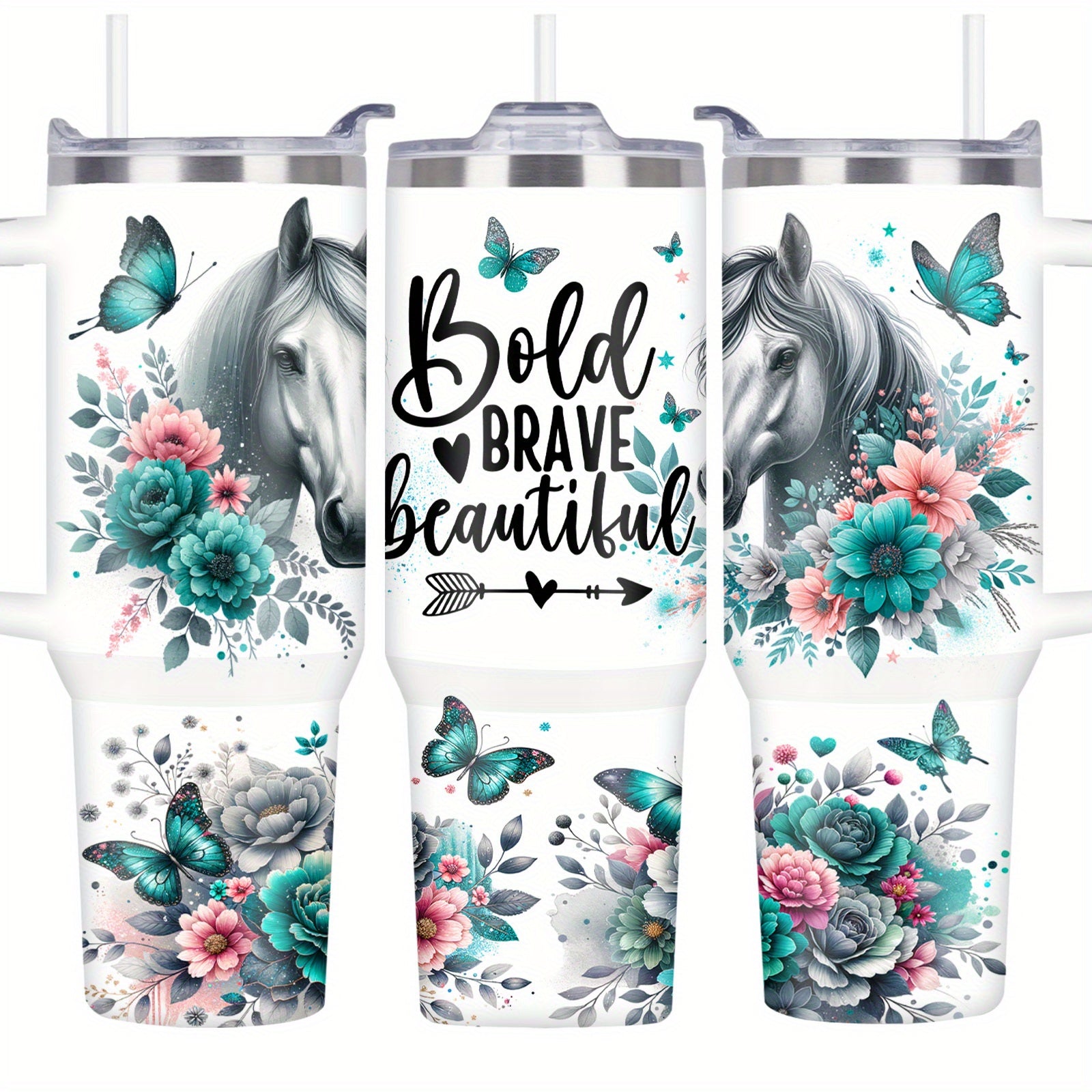 1pc Stainless Steel Tumbler 40oz - Double Wall Vacuum Insulated Travel Mug with Lid, Leak Proof, BPA-Free, Machine Washable, Ideal for Climbing & Sports, Perfect Gift for Horse Lovers, Equestrian, Women, Sister, Animal Enthus