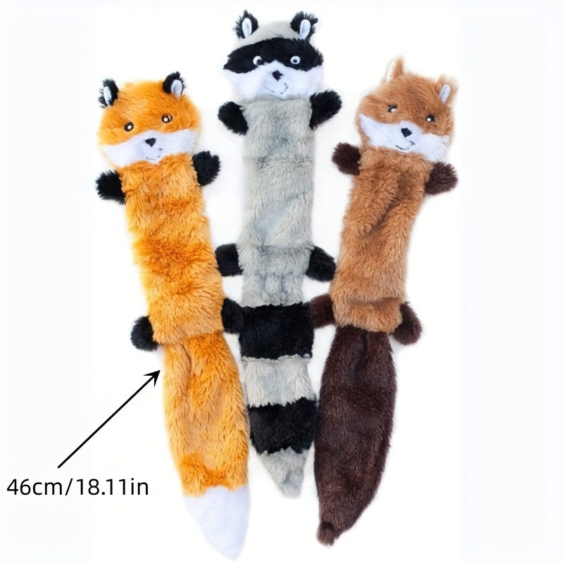 1pc Squeaky Plush Dog Toy, Fox/Raccoon/Squirrel Shaped Toy Dog Chew Toy Molar Toy For Medium Dogs