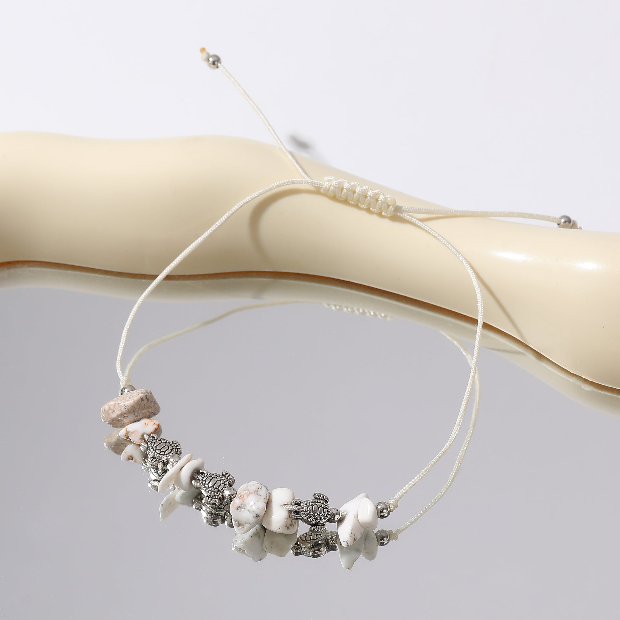 Valentine Mother’s Day Party Gift Assorted Adjustable string Bracelet with silvery small Turtles and stones