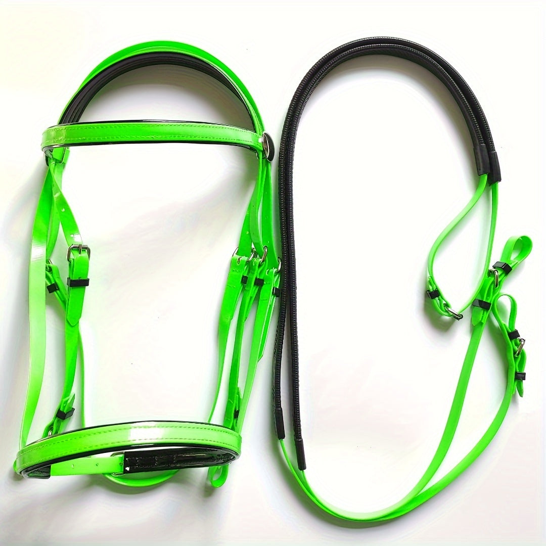 Durable TPU Equestrian Gear Set - Vibrant Colors, Sturdy Halter & Reins with Detachable Nose Cuffs for Horse Lovers