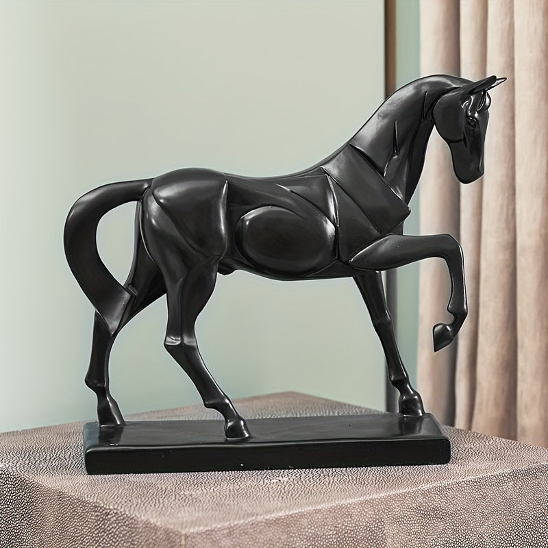 1pc Galloping Horse Home Decor Creative Ornament for Living Room, Study, And Office, Black Horse Figurine Symbolizing Success.