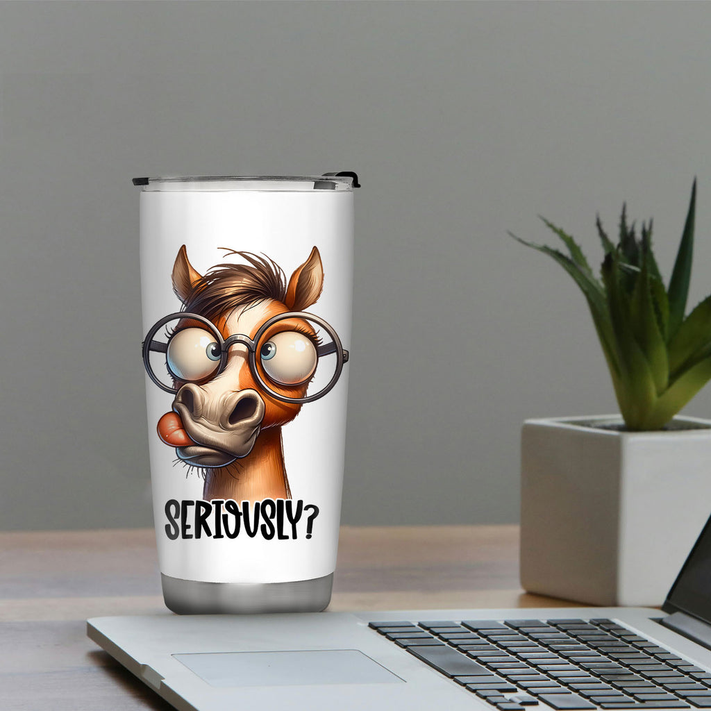 Double Wall Vacuum Insulated 20oz Stainless Steel Horse Tumbler - BPA-Free, Leakproof Coffee Travel Mug with Lid - Ideal Equestrian Gift for Women and Sisters on Christmas or Birthday, Horse Decor