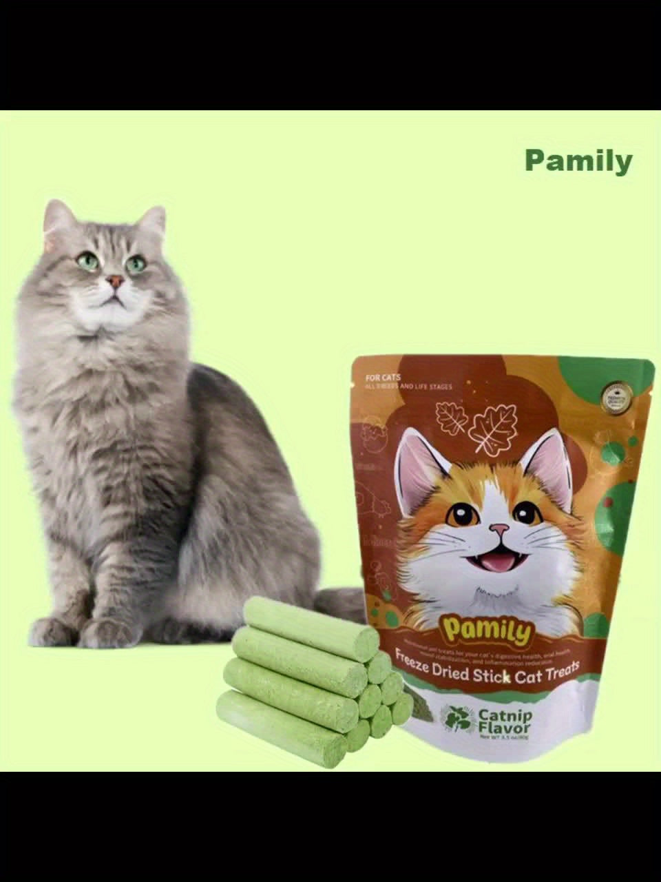 80g/2.8oz Premium Pamily Freeze-Dried Stick Pet Treats - Delicious Catnip, Goat Milk, and Fish Oil Flavors for Healthy Skin and Coat - Suitable for Cats and Dogs of All Ages