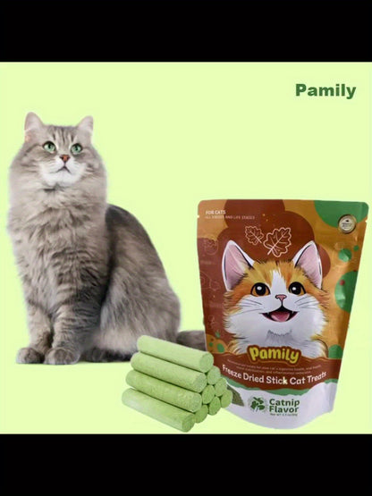 80g/2.8oz Premium Pamily Freeze-Dried Stick Pet Treats - Delicious Catnip, Goat Milk, and Fish Oil Flavors for Healthy Skin and Coat - Suitable for Cats and Dogs of All Ages
