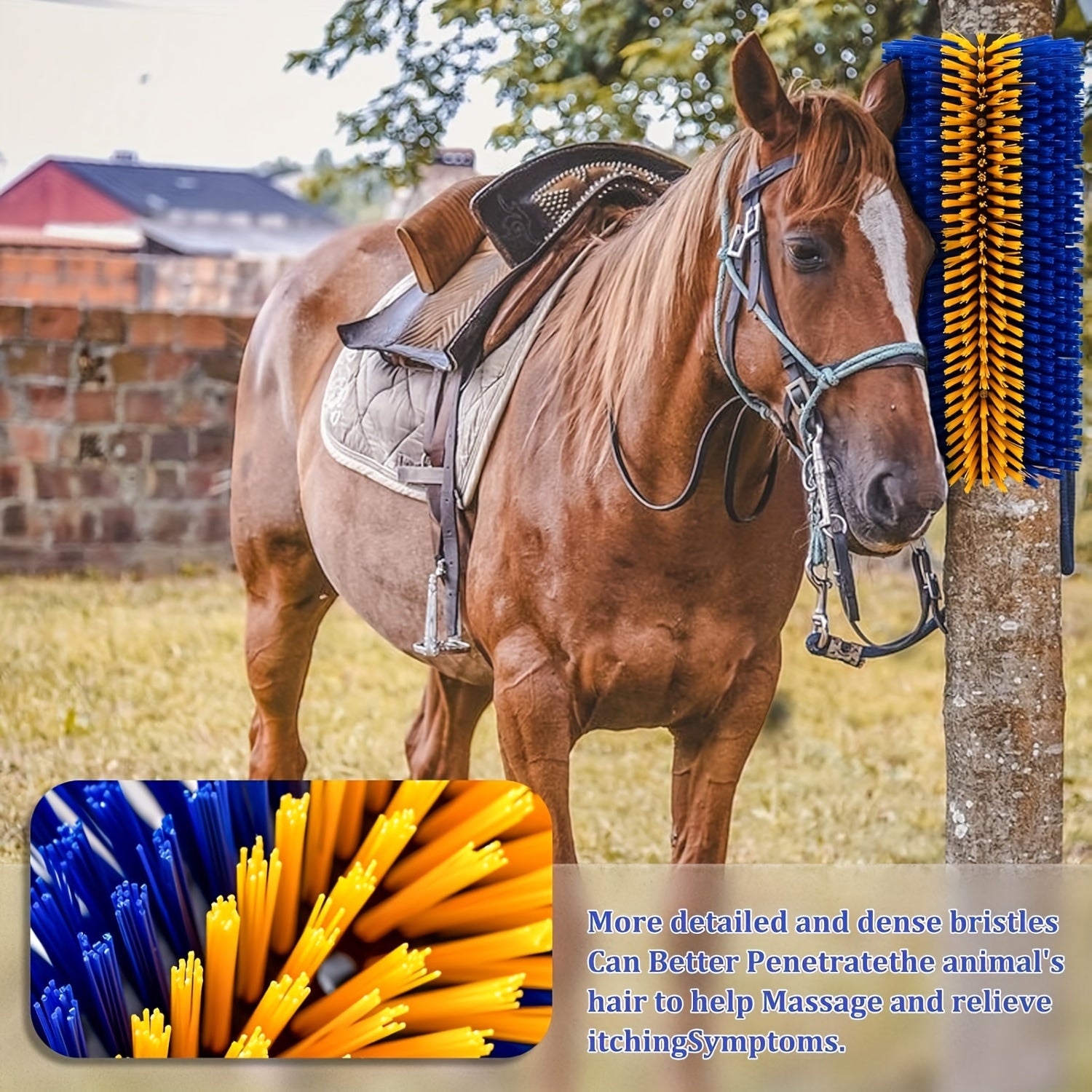 1pc Durable Livestock Scratch Brush, 19.0x8.0 inch- Ideal for Horse, Cow, Sheep Grooming- Includes Screw-On Accessories, No Batteries Required, Horse Grooming Supplies
