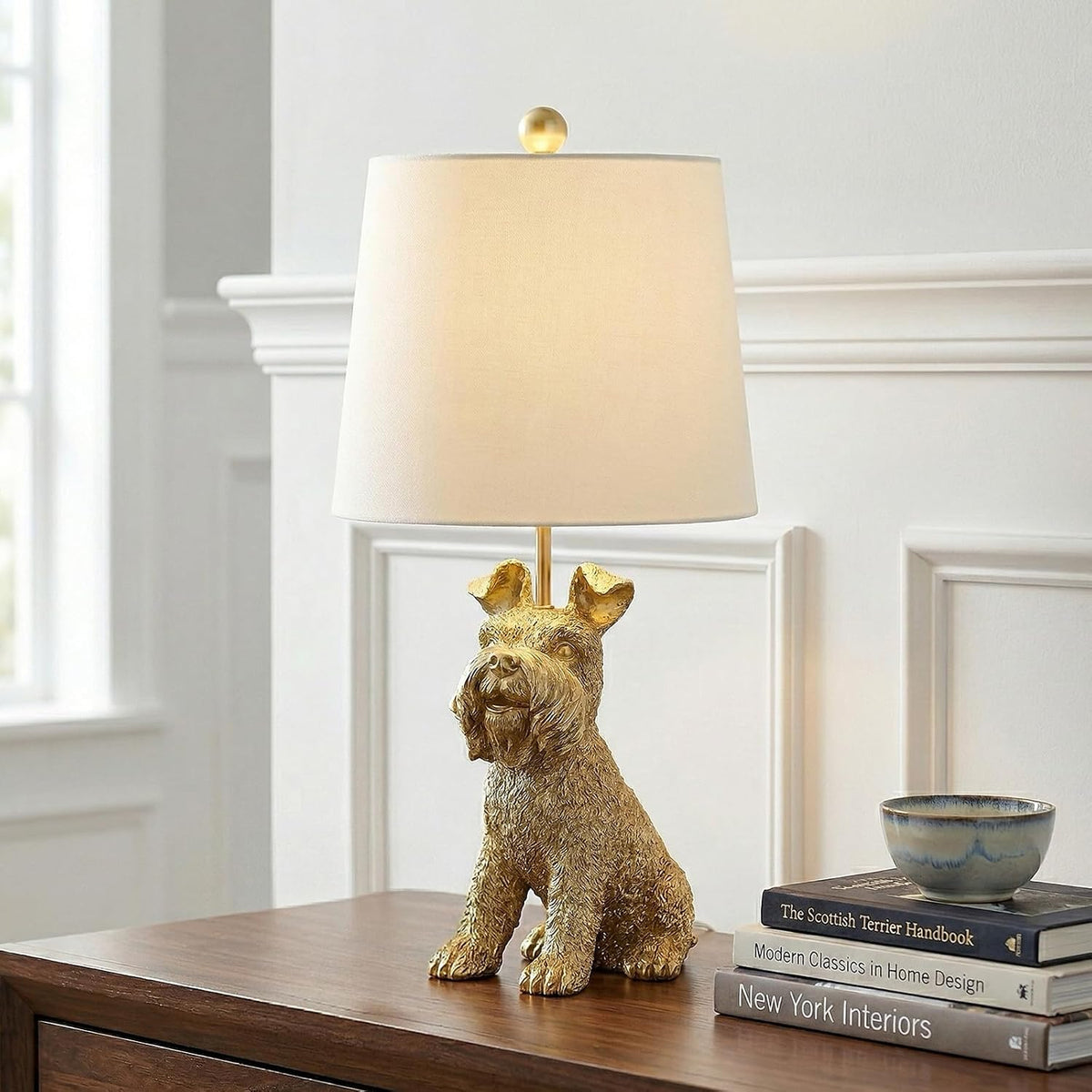 23" H Gold Resin Schnauzer Dog Table Lamp