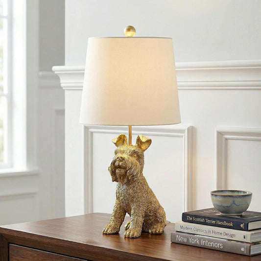 23" H Gold Resin Schnauzer Dog Table Lamp