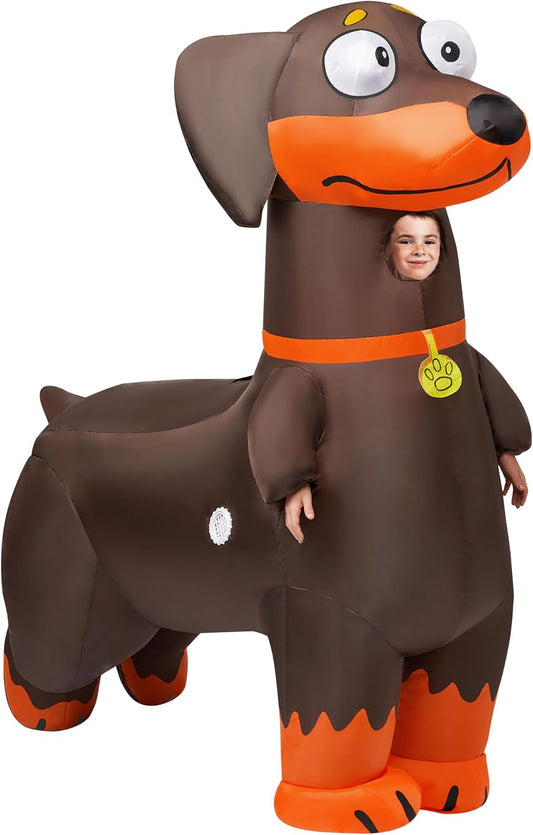 Inflatable Dachshund Costume for Kids, Blow Up Dog Costume, Inflatable Dog Suit for Halloween Party