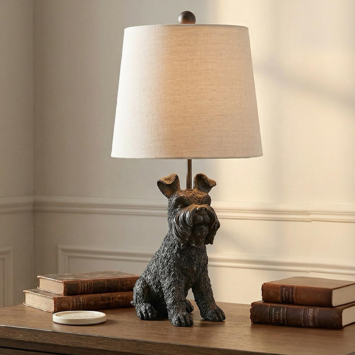 23" H Gold Resin Schnauzer Dog Table Lamp
