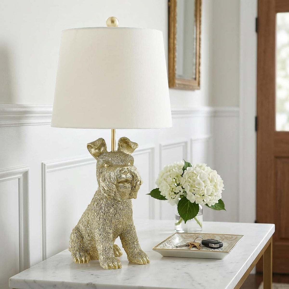 23" H Gold Resin Schnauzer Dog Table Lamp
