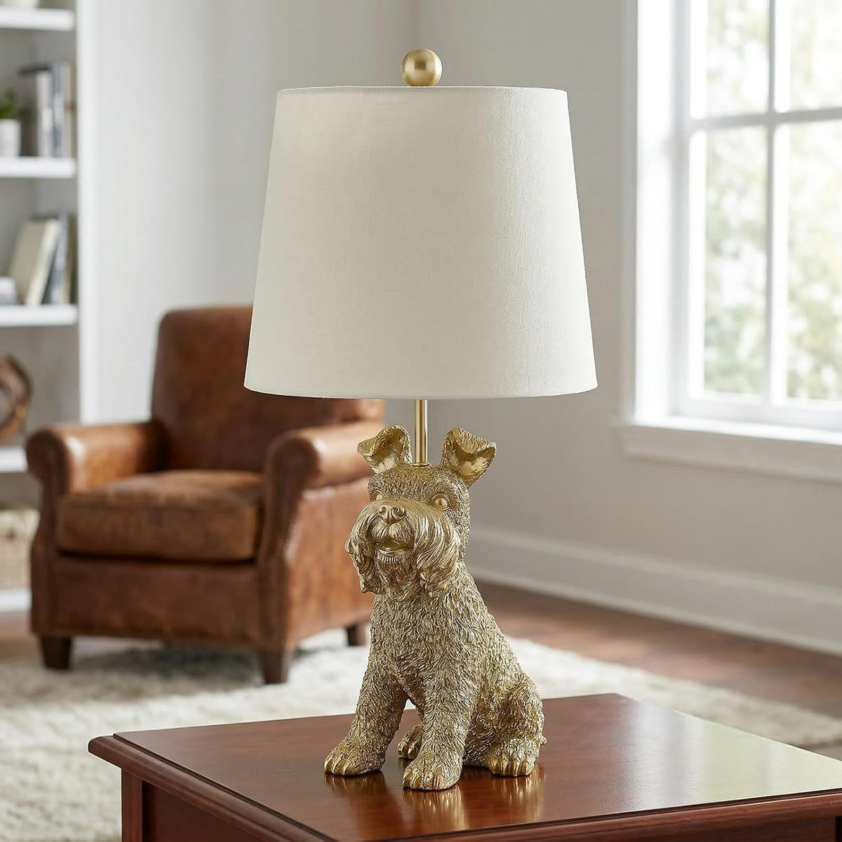 23" H Gold Resin Schnauzer Dog Table Lamp