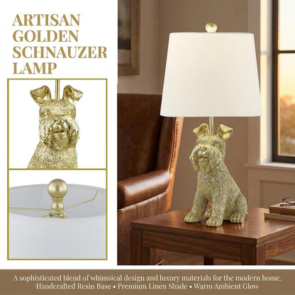 23" H Gold Resin Schnauzer Dog Table Lamp