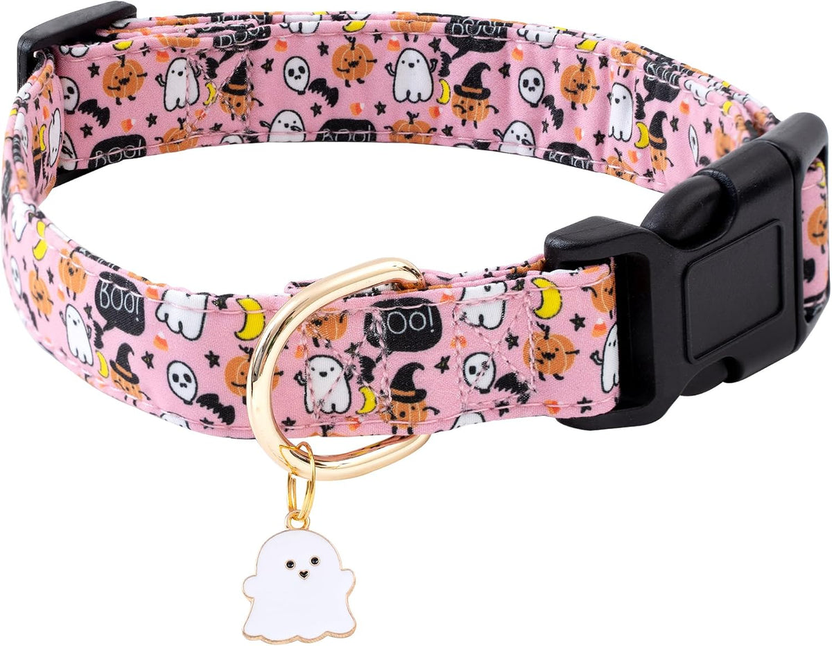 Pink Halloween Dog Collar for Small Medium Large Dogs M