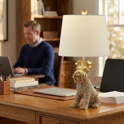 23" H Gold Resin Schnauzer Dog Table Lamp